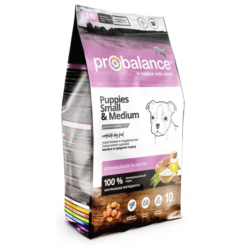 ProBalance ProBalance Immuno Puppies Small & Medium сухой корм для щенков мелких и средних пород для укрепления иммунитета, с курицей