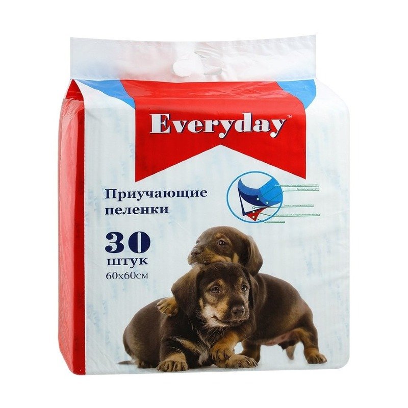 EVERYDAY / Эвридей впитывающие пеленки для животных гелевые 60 х 60 см 30 шт