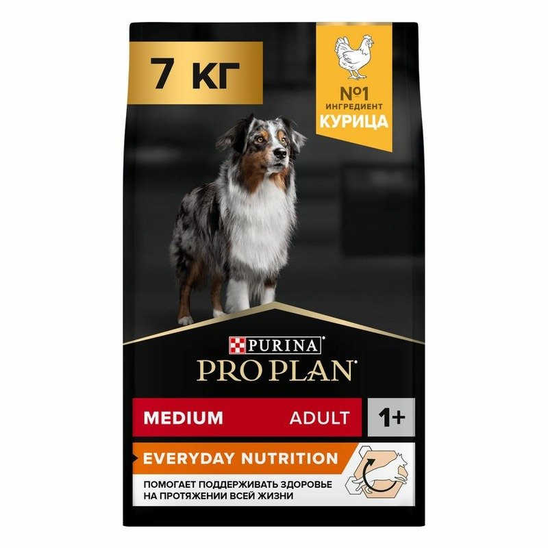 PRO PLAN Сухой корм Pro Plan для взрослых собак средних пород, с высоким содержанием курицы - 7 кг