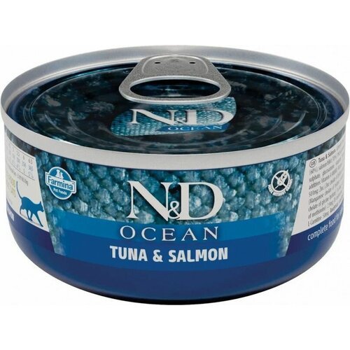 Корм влажный Farmina N&D Cat Ocean Tuna and Salmon, для взрослых кошек, с тунцом и лососем, 420г ( 70г x 6 шт. )