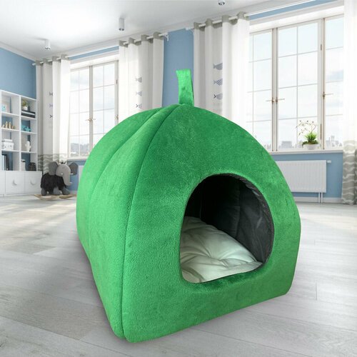 Домик - лежанка для собак кошек 'Норка' зеленая Zootrend