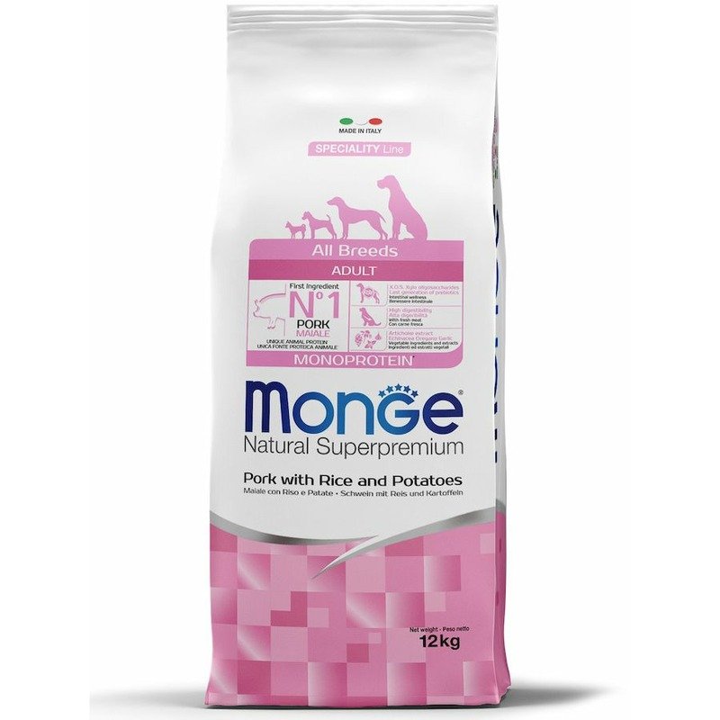 Monge Dog Speciality Line Monoprotein полнорационный сухой корм для собак, со свининой, рисом и картофелем