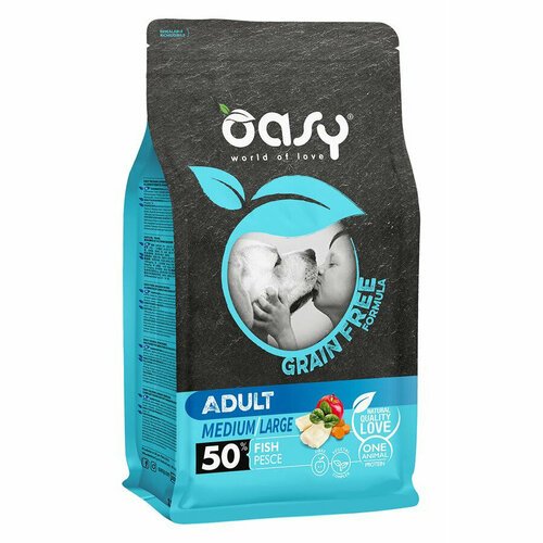 Oasy Dry Grain Free Medium Large Professional сухой корм для взрослых собак средних и крупных пород беззерновой с рыбой 12 кг