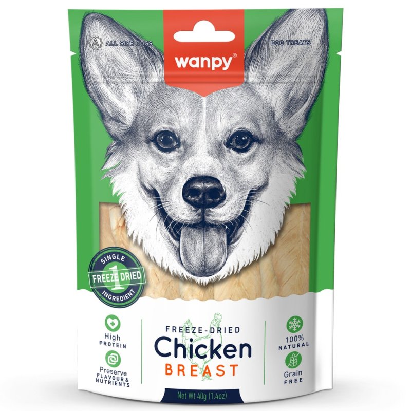 Лакомство для собак WANPY Dog Сублимированное куриная грудка 40г