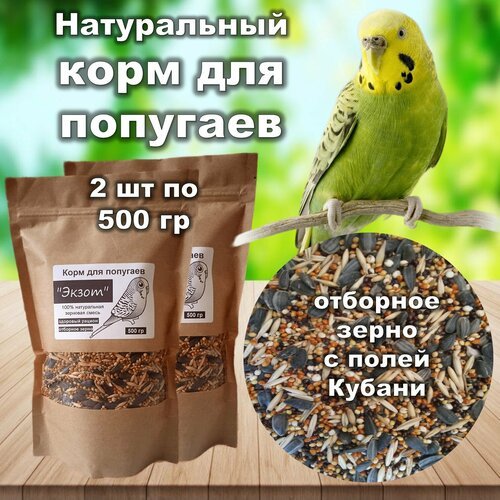 Корм для попугаев 'Экзот' зерновой, для попугаев средних и крупных размеров, 2 пачки по 500 гр