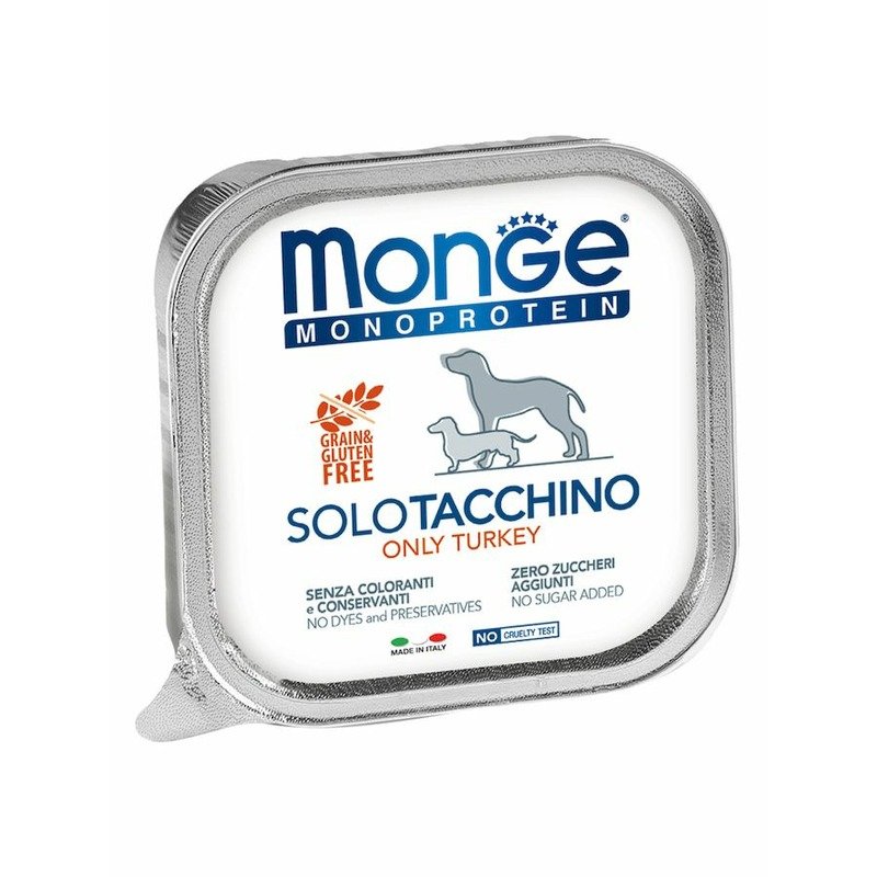 Monge Dog Monoprotein Solo полнорационный влажный корм для собак, беззерновой, паштет с индейкой, в ламистерах - 150 г