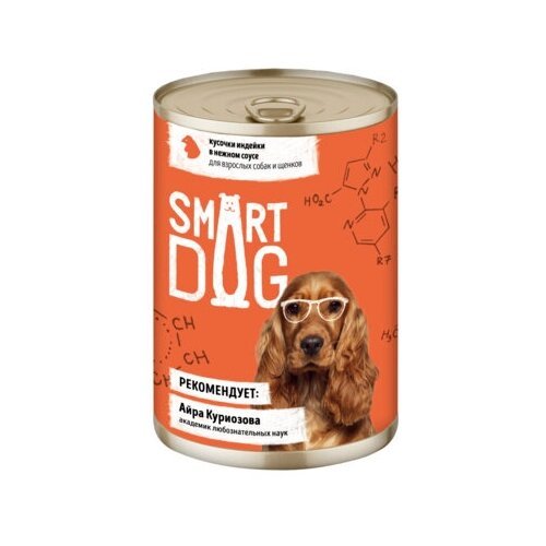 Smart Dog консервы Консервы для взрослых собак и щенков кусочки индейки в нежном соусе 22ел16 43721 0,24 кг 43721 (34 шт)