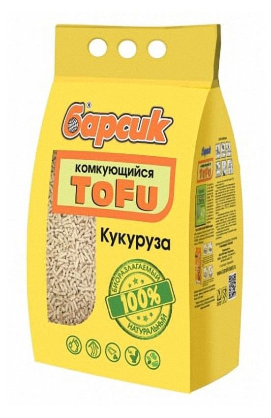 Наполнитель для кошачьего туалета Барсик Tofu Кукуруза комкующийся, 4,54 л