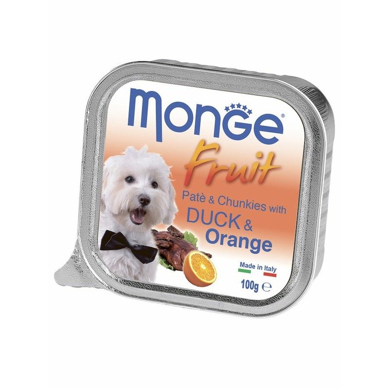 Monge Dog Fresh полнорационный влажный корм для собак, с уткой и апельсином, кусочки в паштете, в ламистерах - 100 г