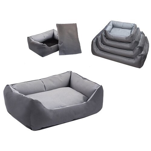 Yami-Yami - Лежак прямоугольный с подушкой №1, 55*40*18 серый 900g