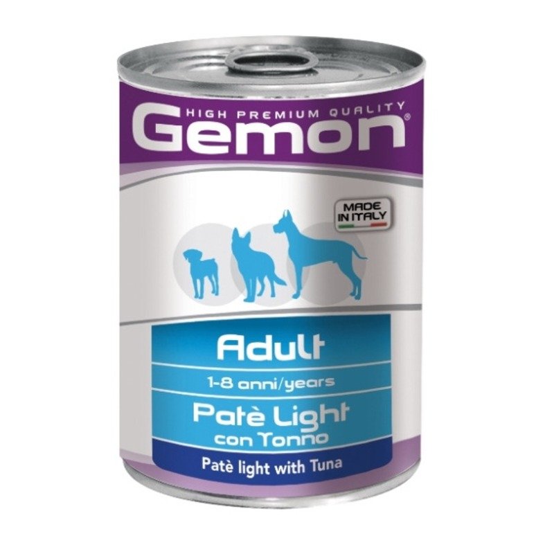 Gemon Dog Light полнорационный влажный корм для собак, низкокалорийный, паштет с тунцом, в консервах - 400 г