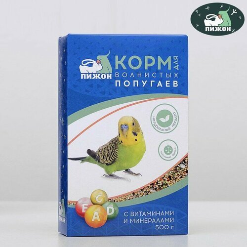 Корм 'Пижон' для волнистых попугаев, с витаминами и минералами, 500 г