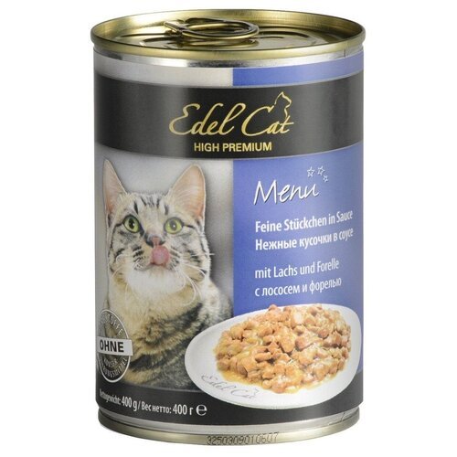 Влажный корм для кошек Edel Cat с лососем, с форелью 400 г (кусочки в соусе)