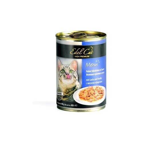 Edel cat нежные кусочки в соусе: лосось и форель, 0,400 кг, 21795