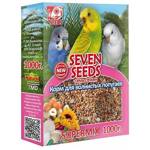 Seven Seeds Корм Seven Seeds SUPERMIX для волнистых попугаев, 1 кг
