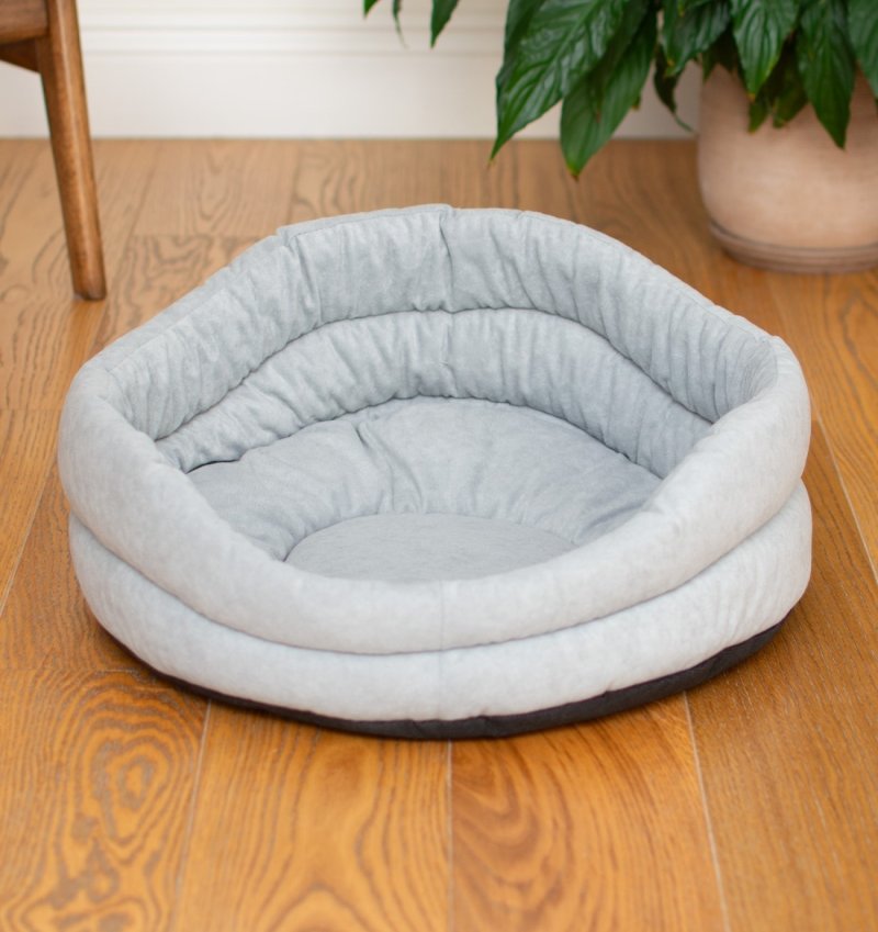 PETSHOP лежаки PETSHOP лежаки лежак круглый с подушкой, стёганый серый (57х57х22 см)