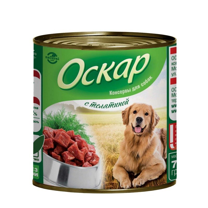 Оскар Оскар влажный корм для собак, фарш из телятины, в консервах - 750 г