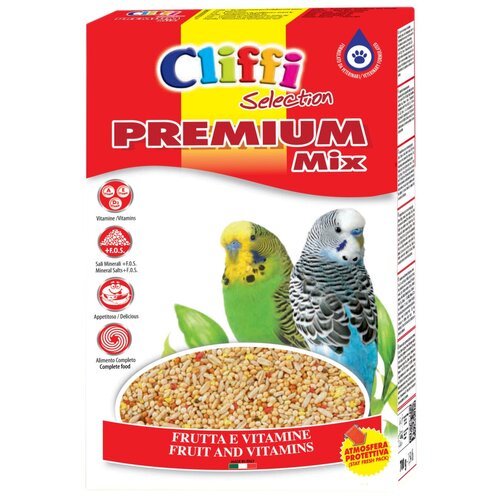 Cliffi корм Selection Premium Mix Pappagallini для волнистых попугаев, 800 г