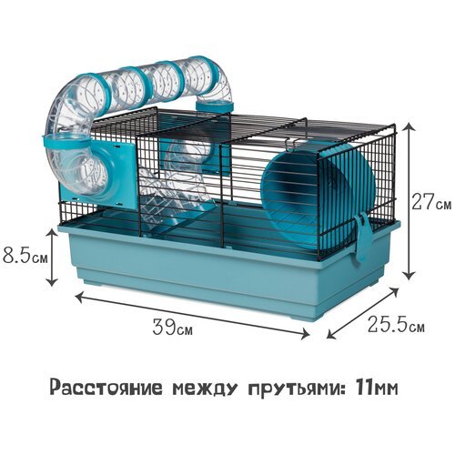 Клетка для грызунов с туннелем Voltrega (915), синяя, 39x25.5x27см (Испания)