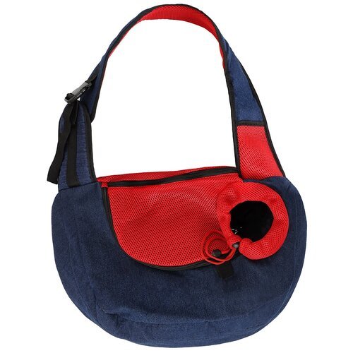 Сумка слинг переноска для кошек и собак Монморанси 'Тревел миди', цвет: синий/красный, размер M 50х37х20 см.