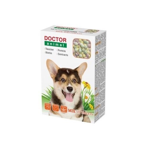 Бионикс Мультивитаминное лакомство Doctor Animal Mix, для собак, 120 таблеток 116072, 0,055 кг, 54184