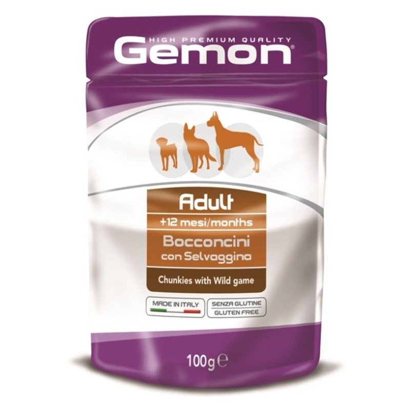 Gemon Gemon Dog Pouch паучи для собак кусочки дичи - 100 гр х 24 шт