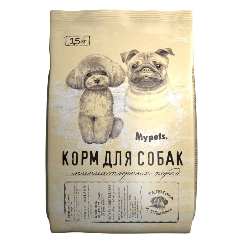 Mypets Mypets сухой корм для собак миниатюрных пород с телятиной и олениной (1,5 кг)