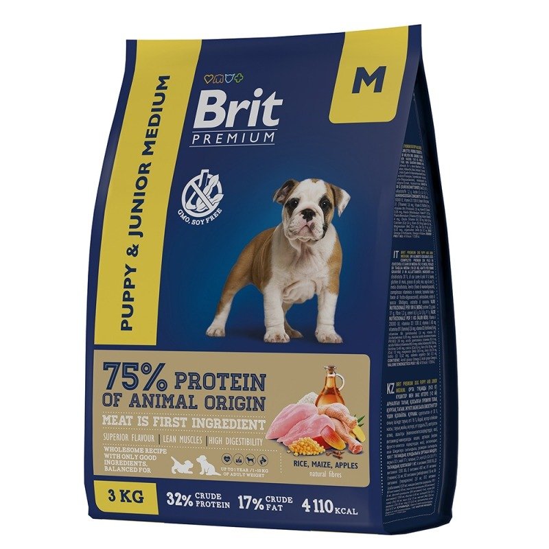 Brit Brit Premium Dog Puppy and Junior Medium сухой корм для щенков средних пород с чувствительным пищеварением с курицей 8 кг