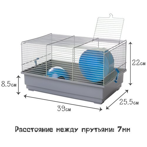 Клетка для грызунов VOLTREGA (113), голубой, 39x25.5x22см (Испания)