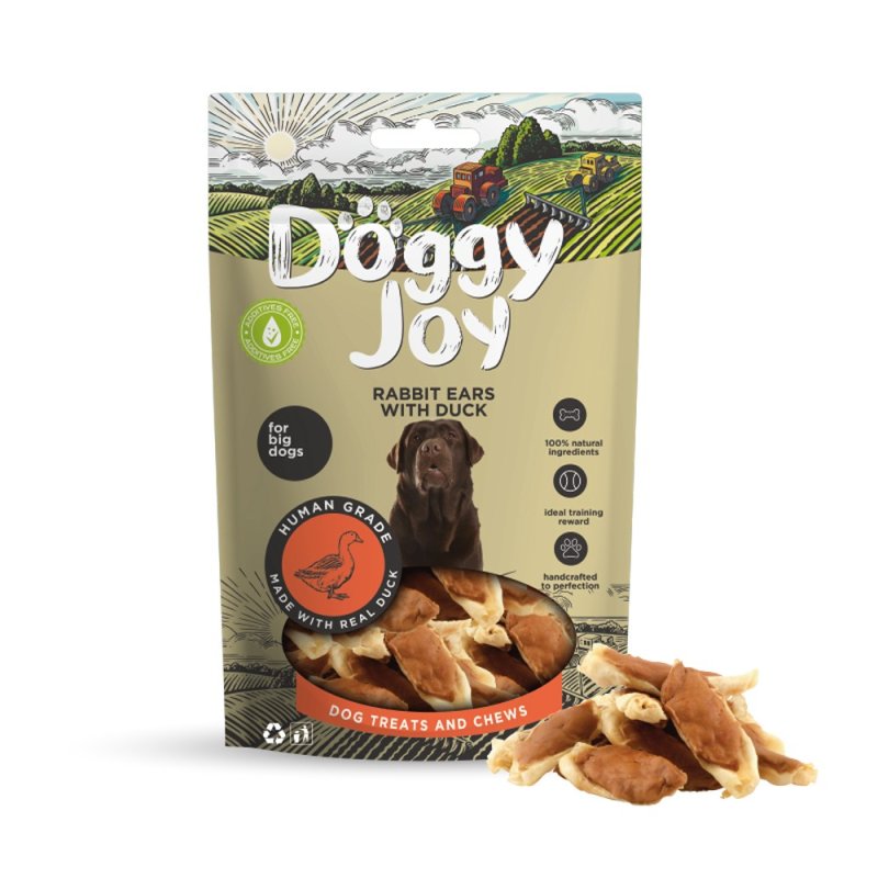 Лакомство для собак DOGGY JOY 50829 для крупных пород Кроличьи ушки с уткой 90г