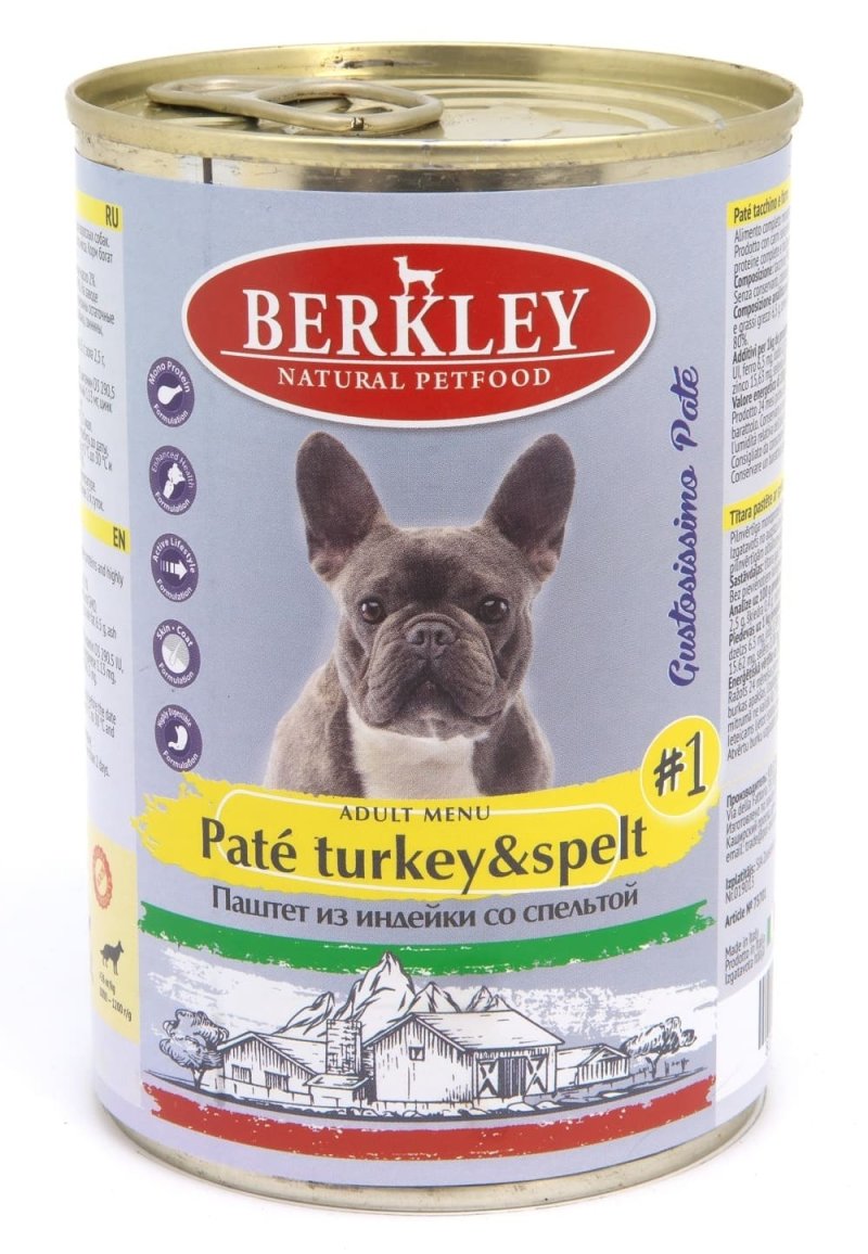 Berkley Berkley паштет для собак из индейки со спельтой PATE (400 г)