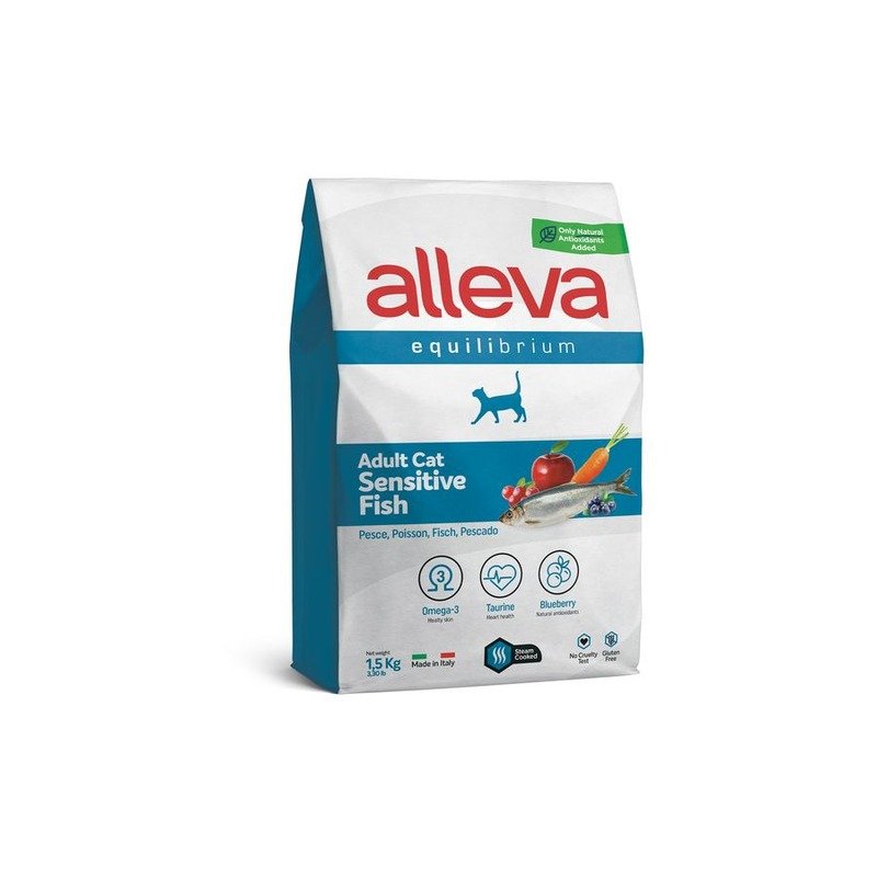 Alleva Equilibrium Adult Cat Sensitive Venison сухой корм для взрослых кошек с чувствительным пищеварением с РЫБОЙ  - 1,5 кг