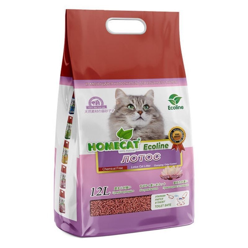 Homecat Ecoline Лотос комкующийся наполнитель с ароматом лотоса - 12 л