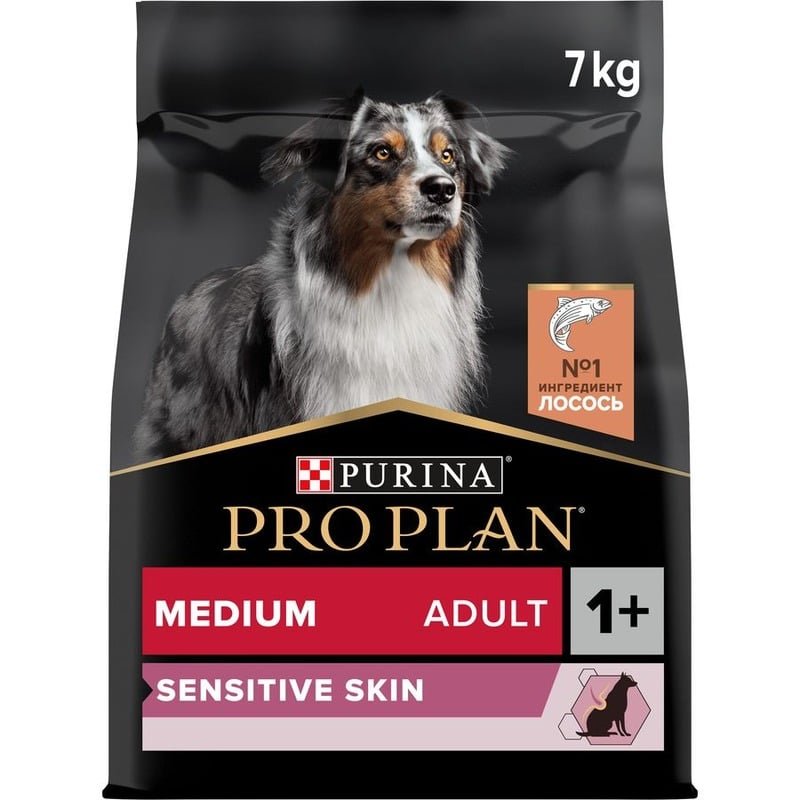 PRO PLAN Сухой корм Pro Plan для взрослых собак средних пород с чувствительной кожей, с высоким содержанием лосося - 7 кг