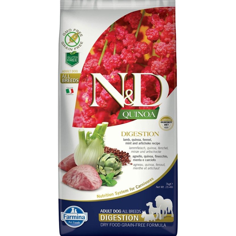 Farmina N&D Dog Grain Free quinoa digestion lamb корм для собак улучшающий пищеварение с ягненком и киноа