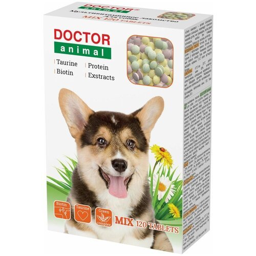 Мультивитаминное лакомство Doctor Animal Mix для собак 120 таблеток