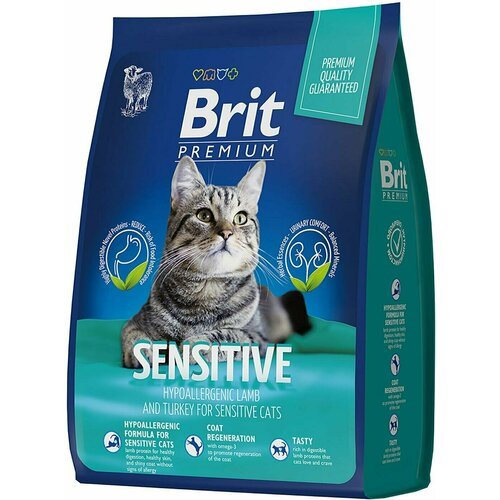 Brit Premium / Корм для кошек Brit Premium Sensitive с ягненком и индейкой для кошек с чувствительным пищеварением 2кг 2 шт