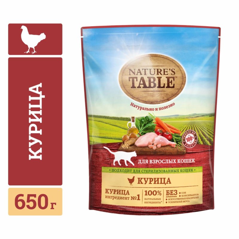 Nature's Table Nature's Table сухой корм для кошек с курицей (650 г)