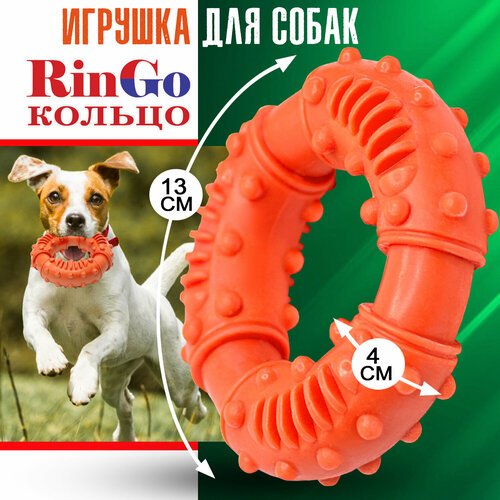 Игрушка для собак. Кольцо 'RinGo' для чистки зубов (оранжевое), Priopetko