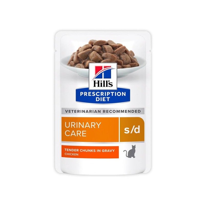 Hills Prescription Diet s/d Urinary Care диетический влажный корм для кошек для профилактики мочекаменной болезни (МКБ), с курицей, в паучах - 85  г х 12 шт