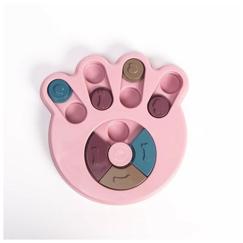 Игрушка-антистресс для кошек Пижон интеллектуальная для лакомств Лапа, розовый, 1шт.