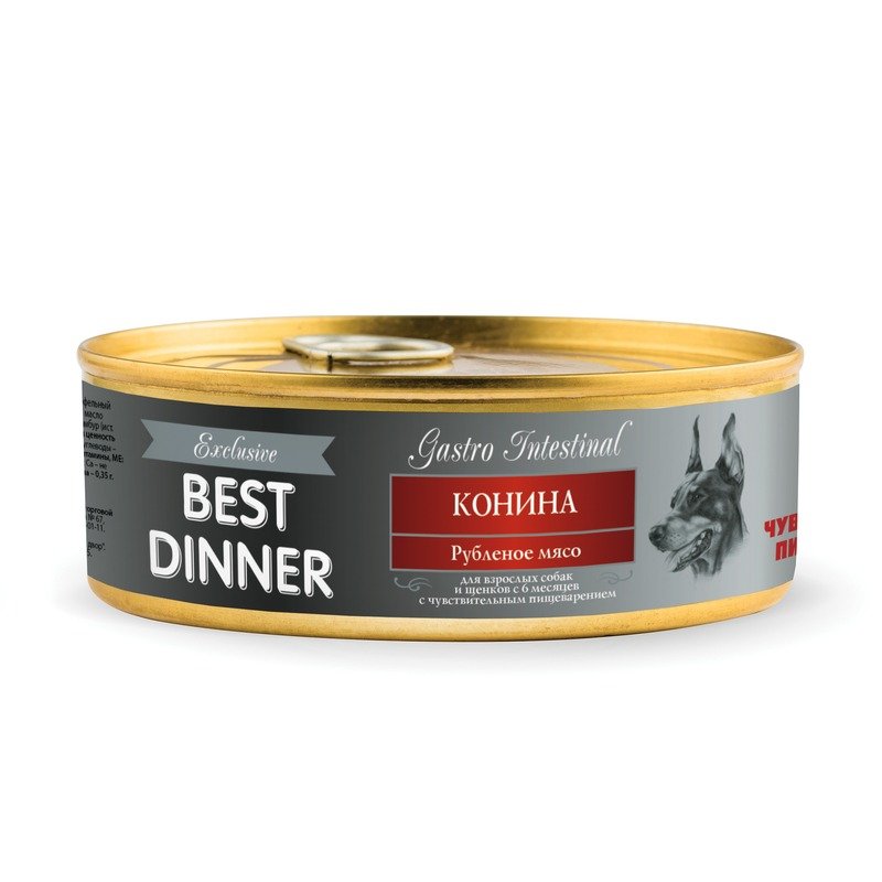 BEST DINNER Best Dinner Exclusive Gastro Intestinal влажный корм для собак с чувствительным пищеварением, с кониной, фарш, в консервах - 100 г