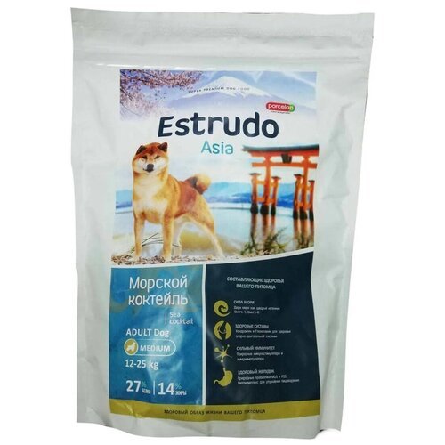 Estrudo Asia Морской коктейль Корм для взрослых собак средних пород 18 кг / корм сухой для собак /Порцелан Эструдо