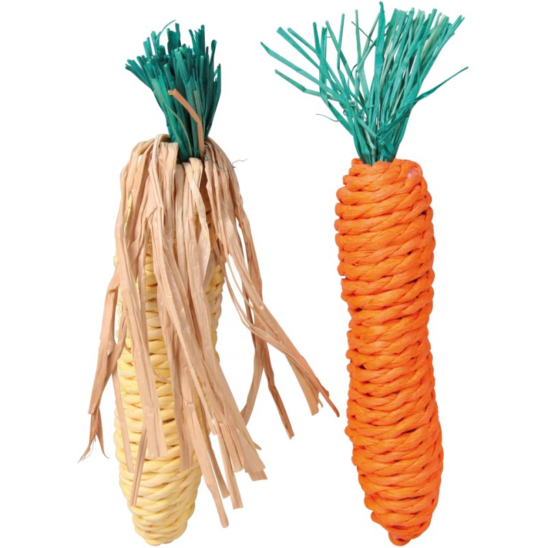 Игрушка для грызунов Trixie Морковь и кукуруза из сизали 15 см