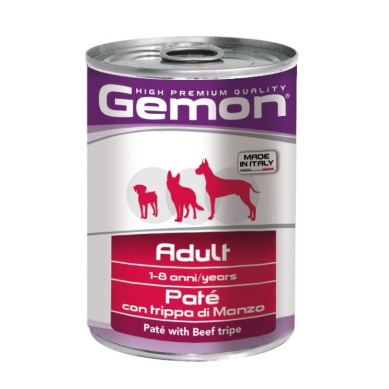 Gemon Dog полнорационный влажный корм для собак, паштет с говяжим рубцом, в консервах - 400 г
