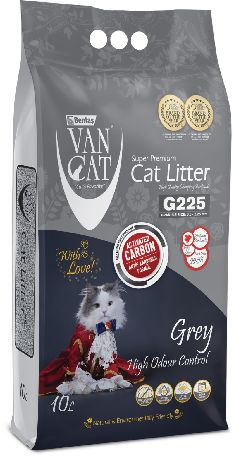 Van Cat Van Cat комкующийся наполнитель с активированным углем, без пыли, 10 л, пакет (Grey) (8,8 кг)