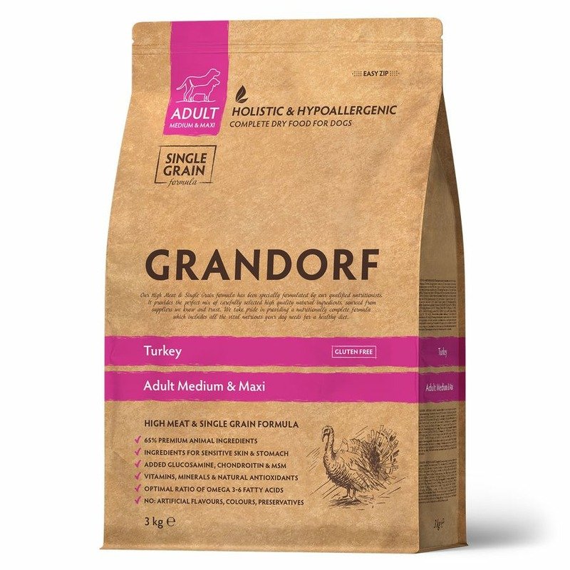 Grandorf Grandorf сухой корм для собак средних и крупных пород, с индейкой - 3 кг
