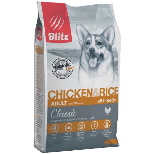 Blitz Classic Adult Dog Chicken Rice 15 кг сухой корм для взрослых собак всех пород с курицей и рисом