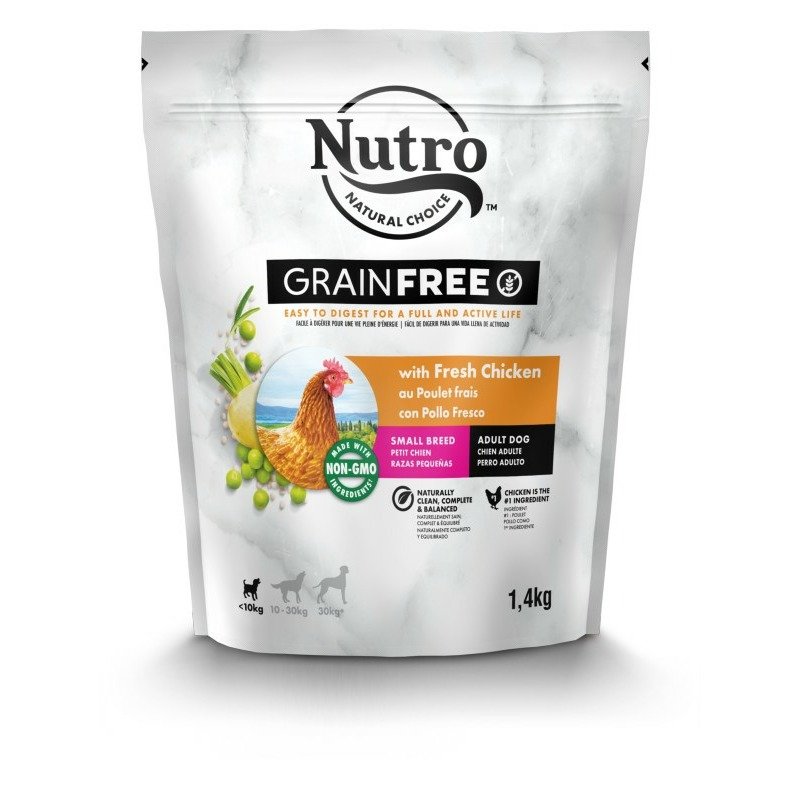Nutro Nutro полнорационный сухой корм для собак мелких пород, беззерновой, со свежей курицей и экстрактом розмарина - 1,4 кг