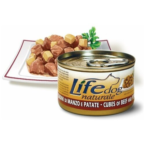 Lifedog beef vegetables Деликатес для собак ГовядинаОвощи в соусе банка 90гр 124 (26 шт)